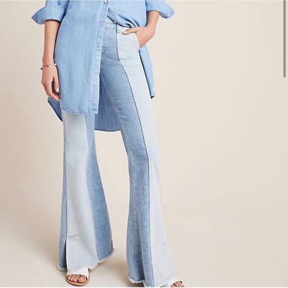 AG Iva Paneled Flare Rise Bell Denim w/ Raw Hem Size 28 - Picture 2 of 11